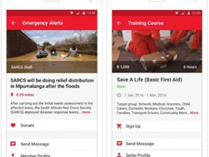 The SA Red Cross app allows users to send and receive information during emergency situations.