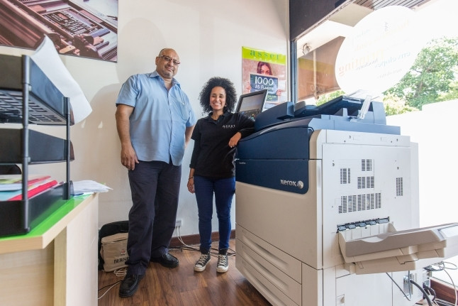 Asset Print founder, director and co-owner Michael Fortuin with Aimee Bruiners, Asset Print Rondebosch store manager