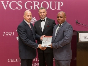 From left to right Gilbert Lebon VCS Group MD; Marc Houareau Group Executive Chairman and David Matombe Customer Services Support Manager - All from VCS.