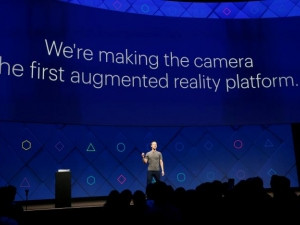 Facebook CEO Mark Zuckerberg on stage at the F8 developer conference in California.