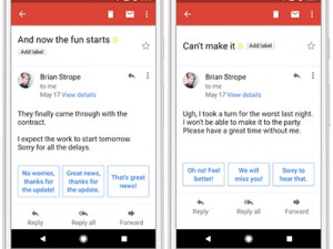 Smart Reply is now available in Gmail.