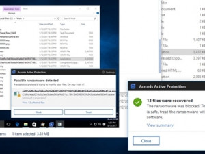 Acronis Active Protection technology blocks ransomware and recovers encrypted files.
