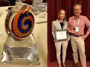 TM Forum Award, and Clara van Staden with Globetom's MD Philip Stander.