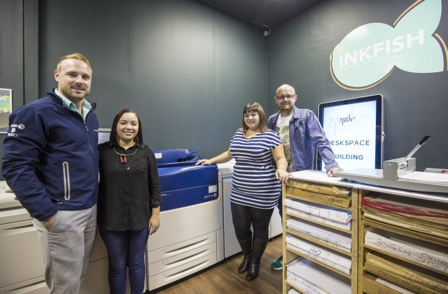 Inkfish - left to right, Dayne Ridgway of Cape Office Machines. Shonell Carelse, Taryn Thomas and Willem Jacobs of InkFish.