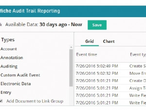 Laserfiche Audit Trail tracks all activity within the Laserfiche repository.