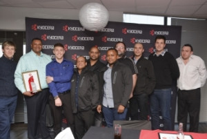 From L-R: Morne Muller, Cruse Trade, Shaun Mathanlal, Tswane Digital Solutions, Michail Eksteen, Universal office, Alan Benefeld, Page Automation, Navin Dayanand, Copy Link, Xolani Majola, Kokstad Copiers, Antanio Beling, NRG Office Solutions, Wesley Stanbul, Nasatech, Christiaan Smit, CBS/North Holdings, Christoper Wait, Omni Technologies.