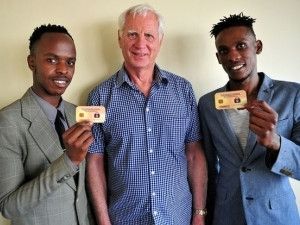 Ekasi Bucks co-founders, Lucky Kgwadi and Edgar Lebelo with investor Ernest Klokow.