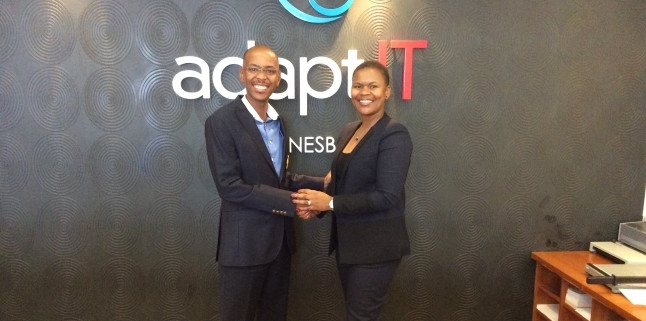 Sbu Shabalala, CEO of Adapt IT and Amanda Dambuza, founder and CEO at Uyandiswa.