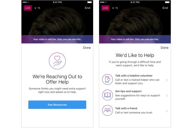 How Instagram reaches out to live broadcasters that have displayed worrying signs.