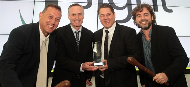 4Sight Holdings at JSE listing, from left: Antonie Van Rensburg (group CEO), Gary Lauryssen (group executive, mergers and acquisitions), Jacques Hattingh (group CFO) and Conal Lewer-Allen (non-executive director).