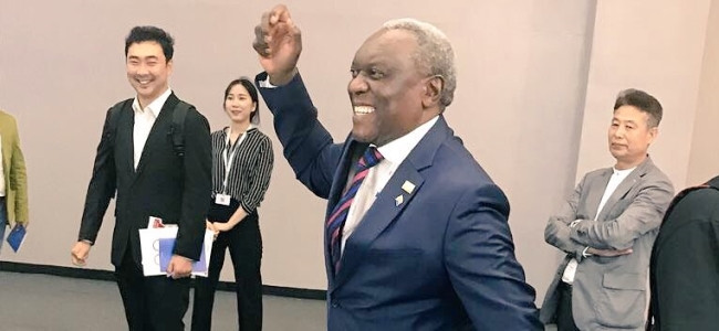 The jovial minister at ITU Telecom World 2017 in South Korea. [Photo source: DTPS Twitter]