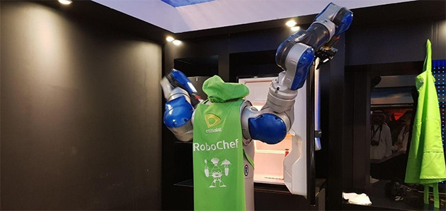 Robots can be programmed to make food and clean up after themselves faster than humans.