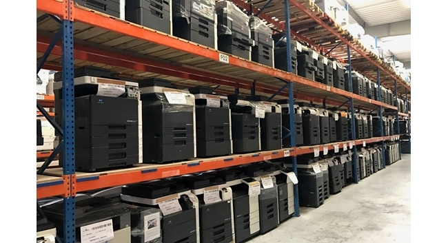 Refurbished Konica Minolta Bizhub copiers at our warehouse.