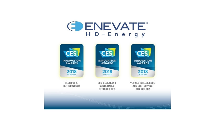 Enevate's HD-Energy Technology for Electric Vehicles recognized for three Consumer Electronics Show 2018 awards (Graphic: Business Wire).