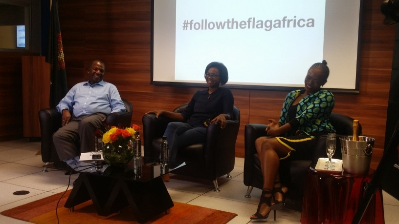 Registry Africa CEO Lucky Masilela, mountaineer Deshun Deysel and .africa ambassador Unathi.