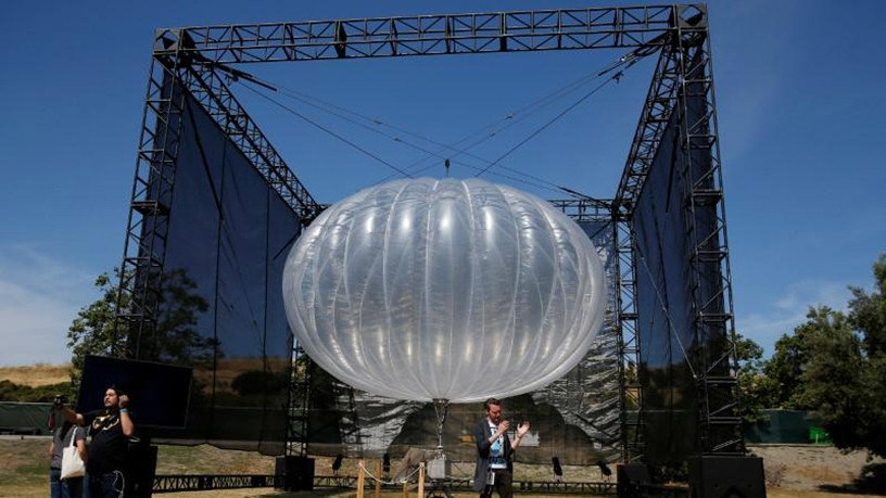 An Internet balloon being prepared for take-off.