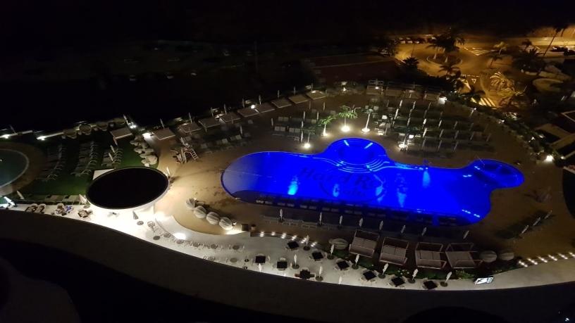 Hard Rock Hotel pool and the sunrise in Tenerife.