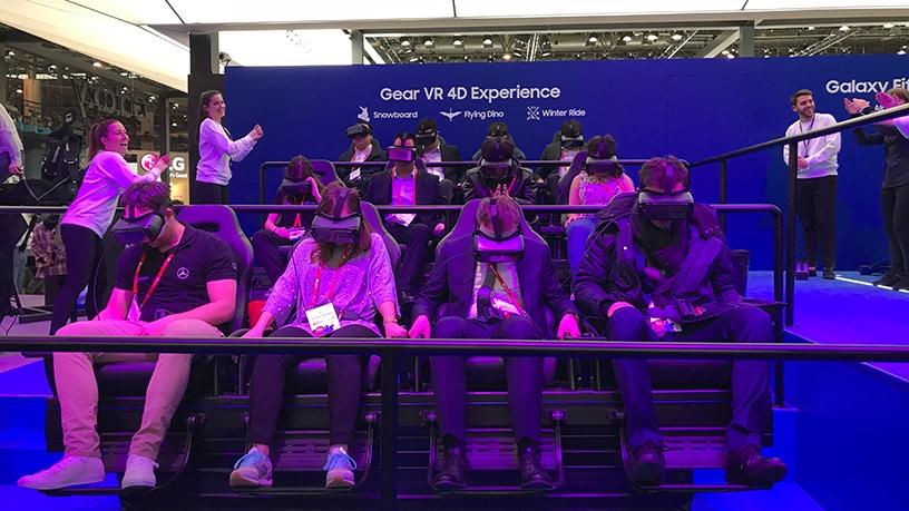 Samsung offered a virtual reality experience which simulated a roller-coaster.
