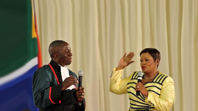 Minister Nomvula Makonyane is seen here at a previous swearing-in ceremony in 2014. [Photo source: GCIS]