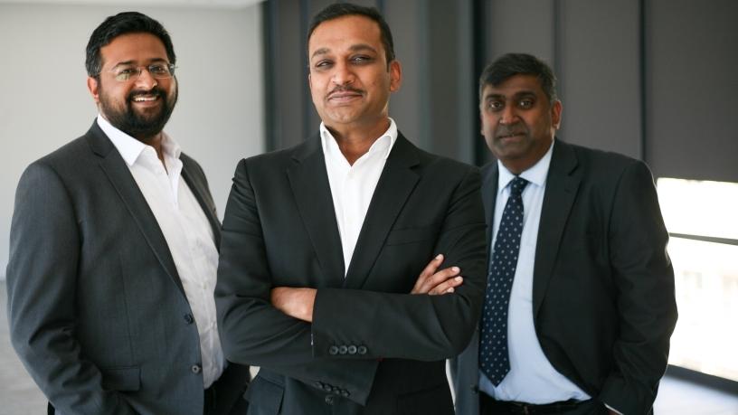 The Fo-Sho founding team, from left to right: Mithun Kalan, Avi Naidoo and Siva Moodley.