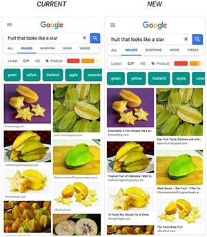 The old and new Google Images search results.