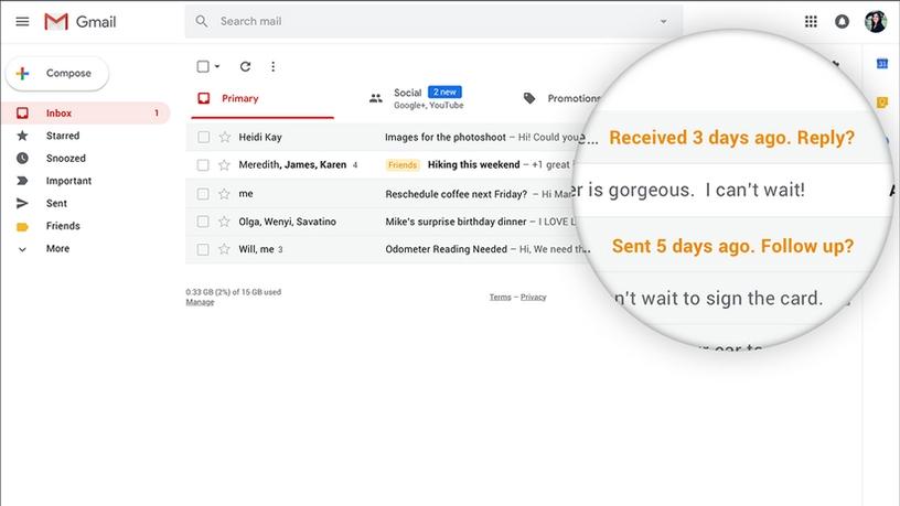 Gmail users will now be 'nudged' if they haven't opened an e-mail after a few days.