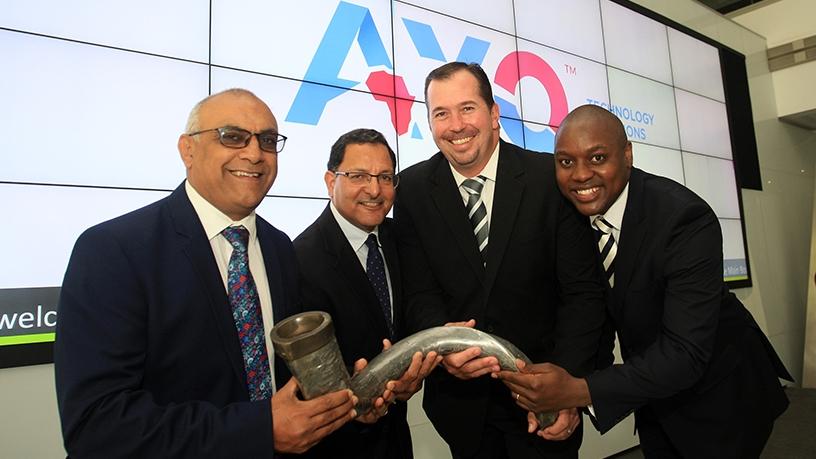 Khalid Abdulla, group CEO of AEEI; Salim Young, chairman of AYO; Kevin Hardy, CEO of AYO; and Siphiwe Nodwele, CIO of AYO, at the group's listing last year.