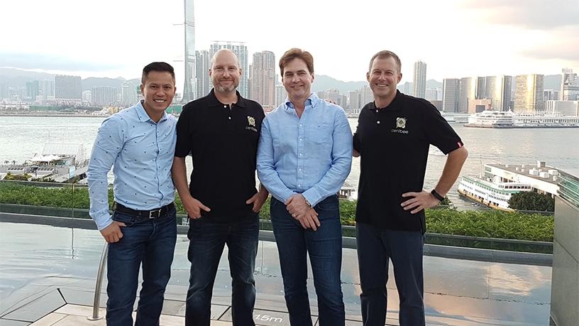 In Hong Kong this week for the Coingeek.com conference are nChain Group CEO Jimmy Nguyen; Lorien Gamaroff, co-CEO Centbee; Dr Craig Wright, chief scientist at nChain, and Angus Brown, Centbee co-CEO.