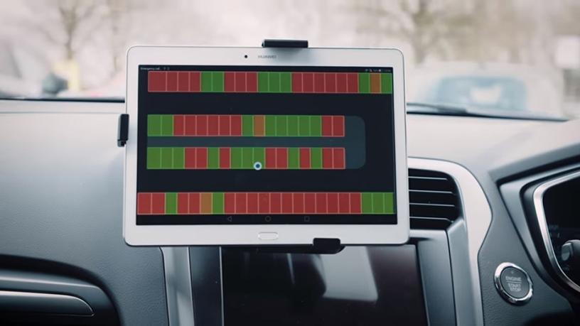 The heat map displayed within a car when entering a car park.