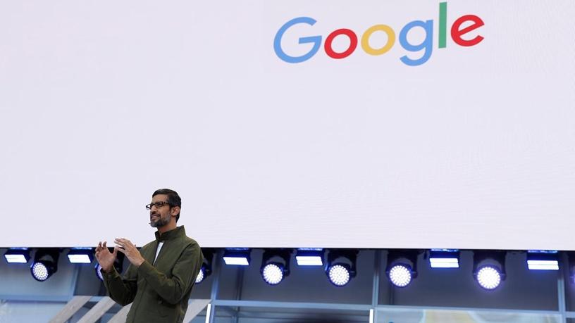 Google CEO Sundar Pichai speaks at Google I/O.
