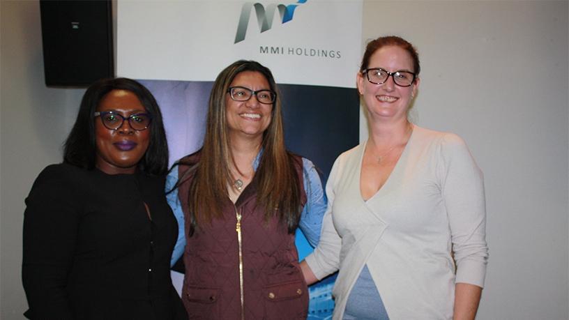 Lindiwe Matlali of Africa Teen Geeks, Ashlene Van Der Colff of MMI Holdings and Samantha Perry of Women in Tech ZA.