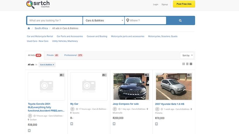 Newly launched classified ads Web platform Sirtch offers services in Xhosa, Zulu, English and Afrikaans.