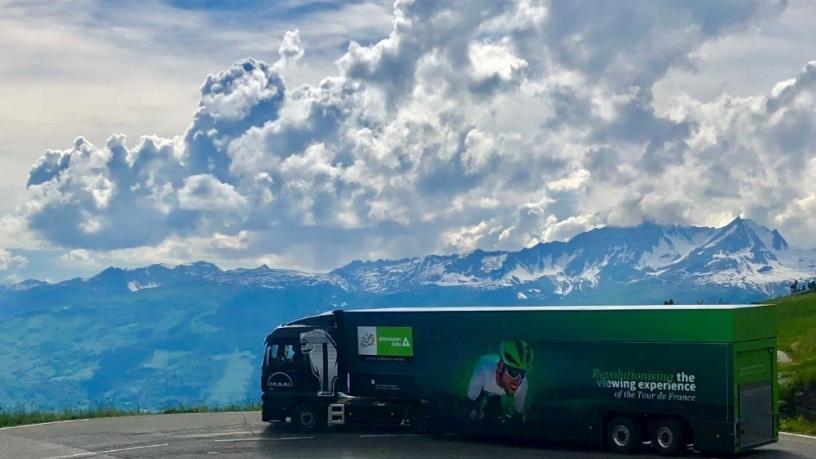 The big data truck which follows the cyclists around France.