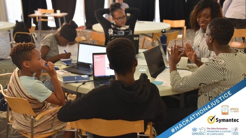 Ten local high school students walked away with iPads and a trophy after winning the #Hackathon4Justice challenge.