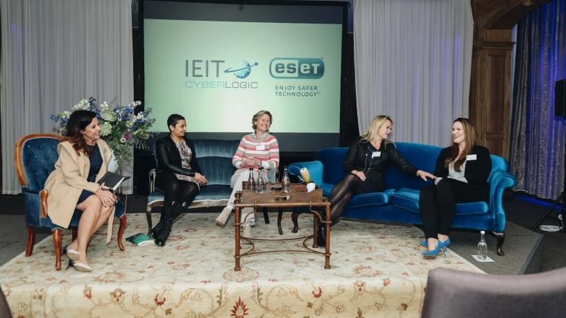 Guest speakers Marisa Lloyd, Dr Ela Manga, Hildegard Schabort (Reutech Radar Solutions), Carey van Vlaanderen (CEO ESET South Africa), Annabel Mead (COO IEIT Cyberlogic).