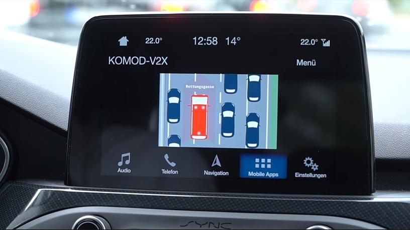 Ford's Sync display will show drivers how to create an emergency corridor when there is an accident ahead.