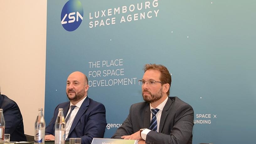 (left to right) : 'Etienne Schneider, Deputy Prime minister, Minister of the Economy of the Grand Duchy of Luxembourg ; Marc Serres, CEO of the Luxembourg Space Agency (Photo: Business Wire)