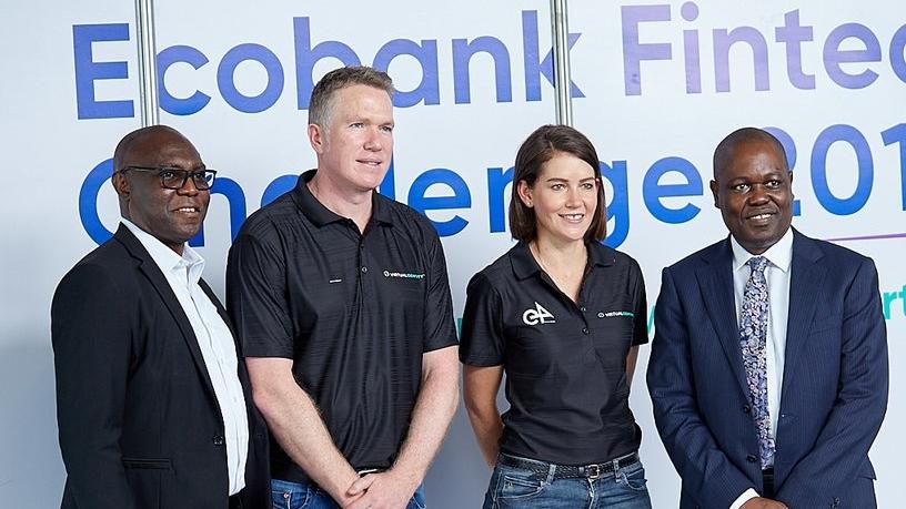 From left: Eddy Ogbogu (Group Executive, Operations & Technology at Ecobank), Ryan Barlow (Chief Technology Officer at e4), Andrea Tucker (R&D Head at e4) and Ade Ayeyemi (Group Chief Executive Officer at Ecobank).