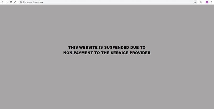 Users are greeted by a cheeky message when attempting to access the ANC's Web site.