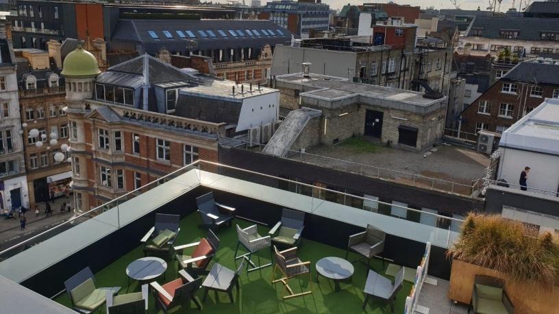 An outside area where employees can take advantage of the good weather in the English summer.