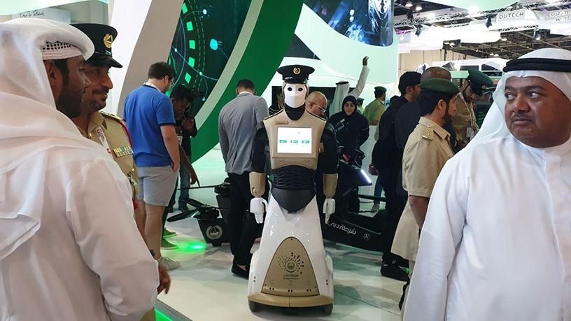 Dubai government departments showed the technologies they are implementing in the city, including the police force's 'robo-cops'.