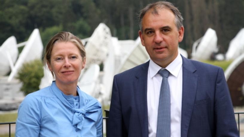 Corinne Mailles Deputy General Manager of Telespazio France & Patrick Biewer, CEO of GovSat (Photo: Business Wire)