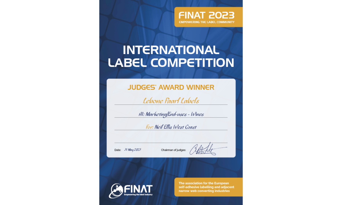 Lebone Paarl Labels wins FINAT Global Award IT