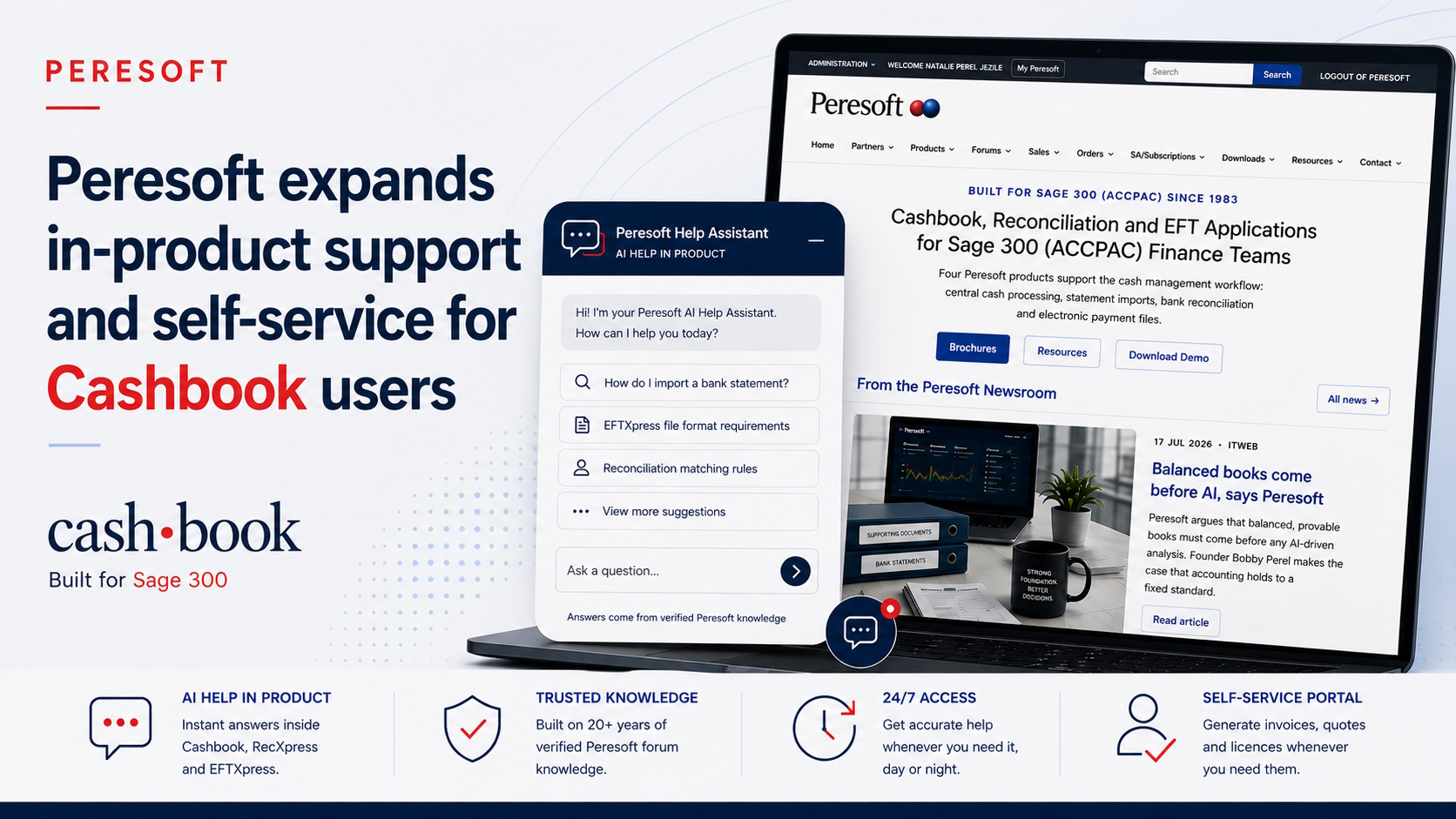 Peresoft expands in-product support and self-service for Cashbook users